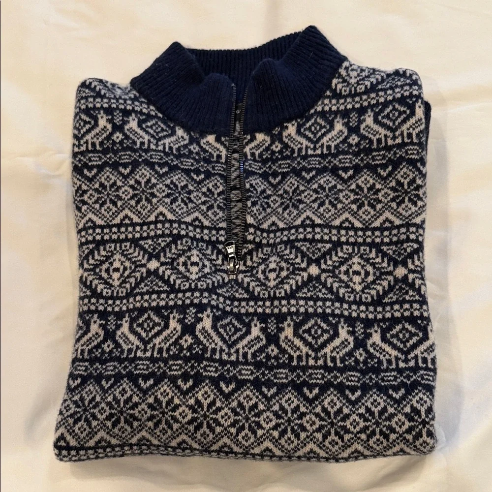 J. Crew Navy and Cream Zip Up Sweater